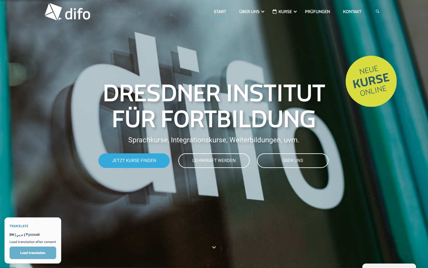Startseite des Dresdner Instituts für Fortbildung