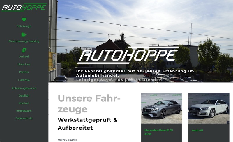 Website von Auto Hoppe